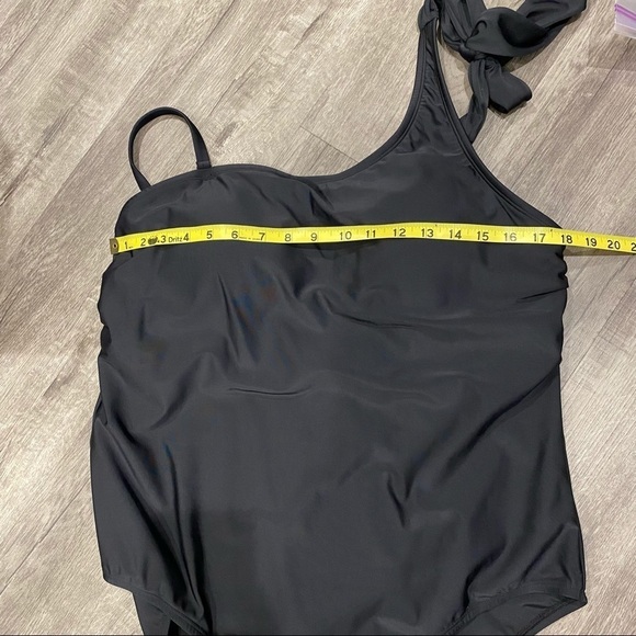 Merona Black One Shoulder Tie One Piece Swimsuit - Picture 6 of 8